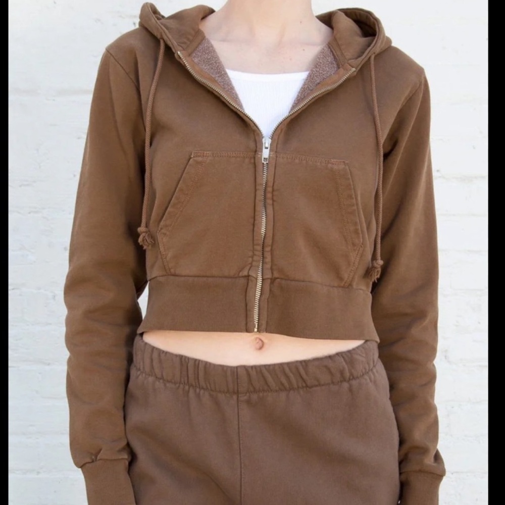Brandy Melville Brown Zip-Up Hoodie